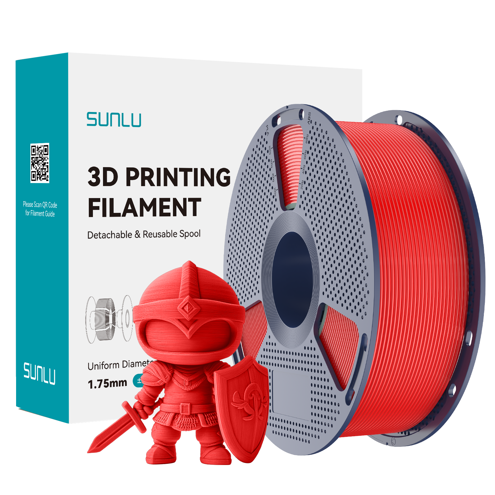Sunlu PLA+(PLA Plus) Filament (1KG) Red