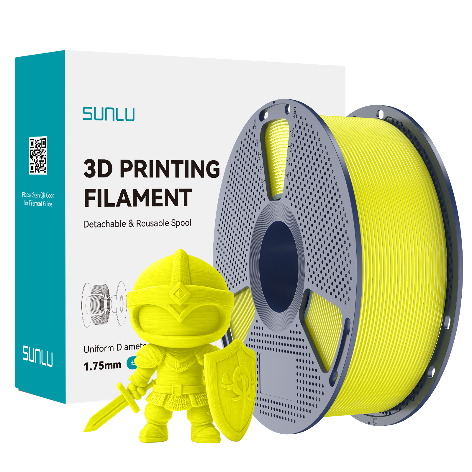 גליל פילמנט SUNLU PLA+ בצבע צהוב למדפסת תלת מימד