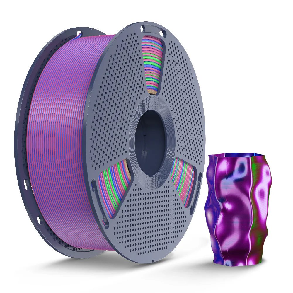 Sunlu Silk PLA+ Filament (1KG) Tri-Color (Blue-Green-Purple)