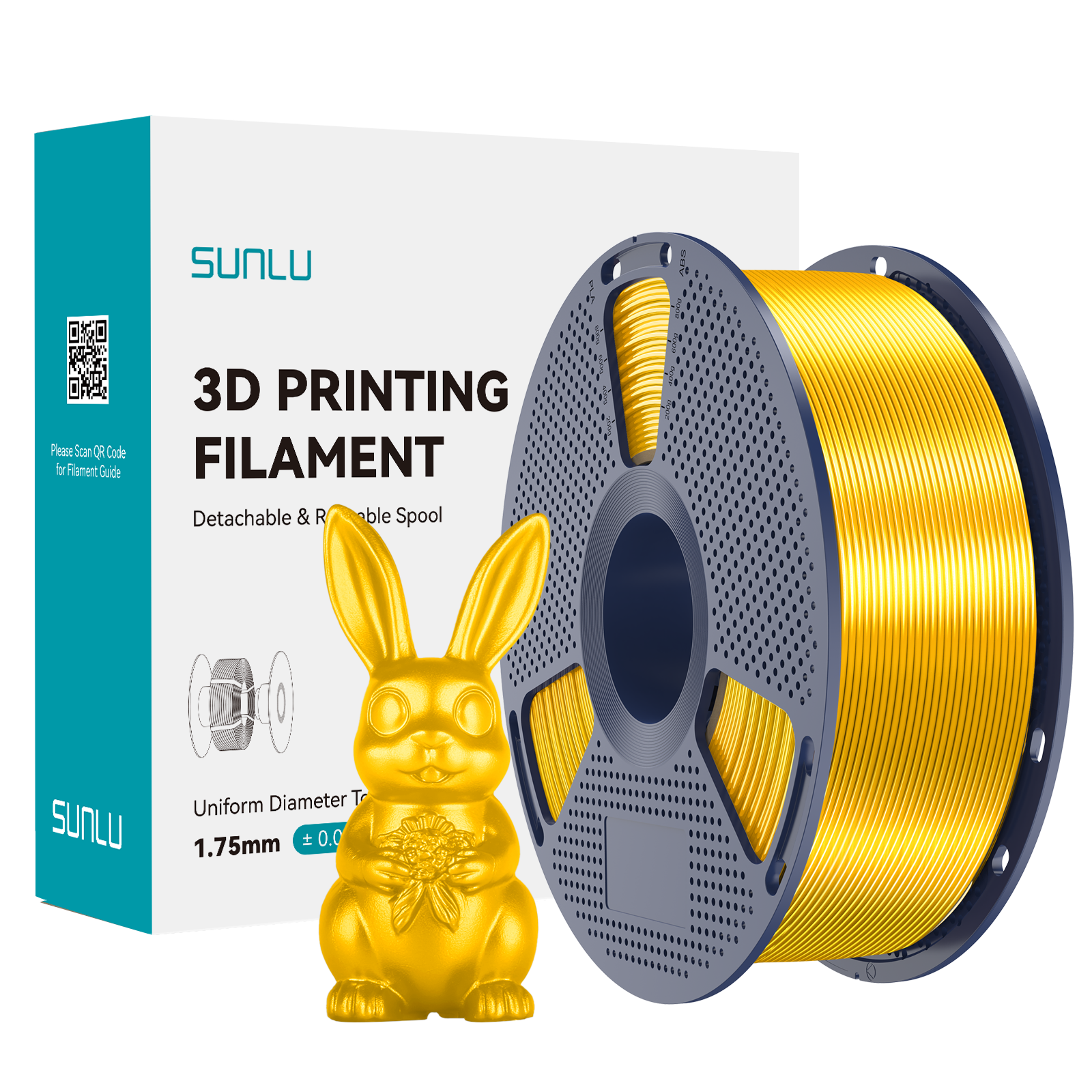 Sunlu Silk PLA+ Filament (1KG) Light Gold