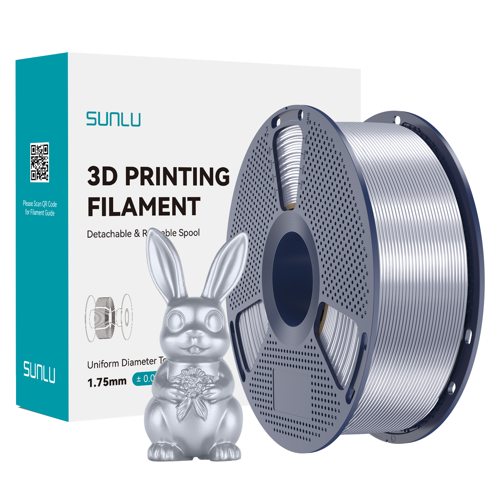 Sunlu Silk PLA+ Filament (1KG) Silver